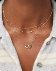 Solid Yellow Gold - Duo Links Diamond Necklace