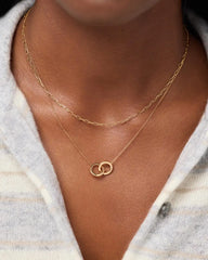Solid Yellow Gold - Duo Links Necklace