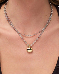 Pendant Necklace - Pebble Statement Two Tone