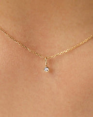 Solid Yellow Gold - Diamond Mini Birthstone Necklace