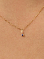 Solid Yellow Gold - Sapphire Mini Birthstone Charm