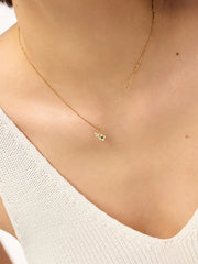 Solid Yellow Gold - Emerald Mini Flower Charm