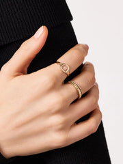 Solid Yellow Gold - Floating Diamond Signet Ring