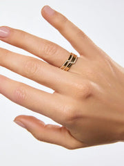 Solid Yellow Gold - Triple Diamond Elevate Ring