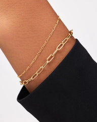 Solid Yellow Gold - Figaro Chain Bracelet