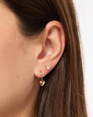 Solid Yellow Gold - Diamond Heart Studs