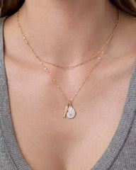 Solid Yellow Gold - Mother of Pearl Shell Charm
