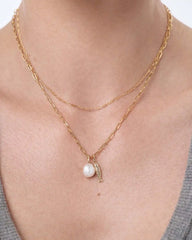 Solid Yellow Gold - Organic Pearl Charm