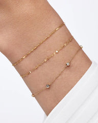 Solid Yellow Gold - Sparkle Link Chain Bracelet
