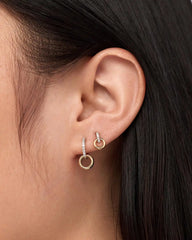 Solid Yellow Gold - Diamond Links Hoop Earrings