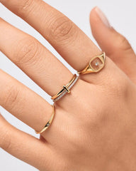 Solid Yellow Gold - Duo Diamond Link Ring
