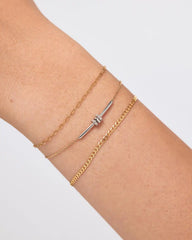 Solid Yellow Gold - Diamond Links Bar Bracelet