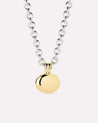 Pendant Necklace - Pebble Statement Two Tone