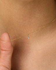 Solid Yellow Gold - Diamond Mini Birthstone Necklace