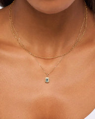 Solid Yellow Gold - Blue Topaz Heirloom Necklace