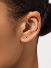 Gold Stud Earrings - Triple Diamond Studs