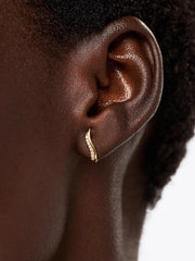 Solid Yellow Gold - Diamond Flame Studs