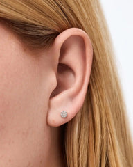 Solid Yellow Gold - Diamond Circle Flatback Single Stud