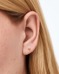 Solid Yellow Gold - Diamond Pyramid Flatback Single Stud