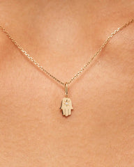 Solid Yellow Gold - Diamond Hamsa Charm