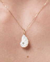 Solid Yellow Gold - Mother of Pearl Shell Charm
