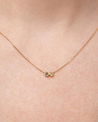 Solid Yellow Gold - 2 Stone Birthstone Necklace