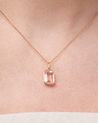 Solid Yellow Gold - Light Pink Sapphire Spritz Necklace