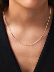 Solid Yellow Gold - Flat Mariner Chain Necklace