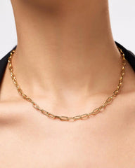 Solid Yellow Gold - Large Paperclip Necklace