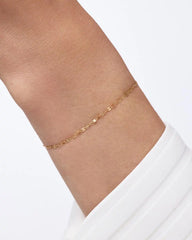 Solid Yellow Gold - Sparkle Link Chain Bracelet