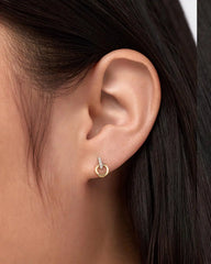 Solid Yellow Gold - Diamond Links Studs