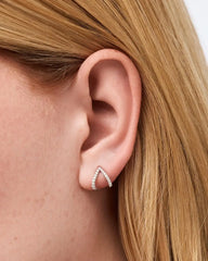 Solid White Gold - Diamond Velora Huggie Studs