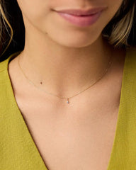 Solid Yellow Gold - Diamond Mini Birthstone Necklace