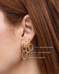 Gold Drop Earrings - Ash Double Mini