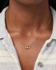 Solid Yellow Gold - Duo Links Diamond Necklace