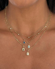Solid Yellow Gold Birthstone - Light Blue Sapphire Teardrop Charm