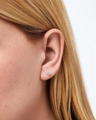 Solid Yellow Gold - Diamond Circle Flatback Studs