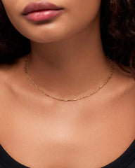 Solid Yellow Gold - Medium Paperclip Necklace