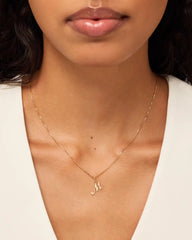 Solid Yellow Gold - Script Letter Necklace