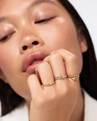 Solid Yellow Gold - Duo Diamond Link Ring