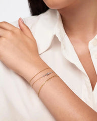 Solid Yellow Gold - Diamond Links Bar Bracelet