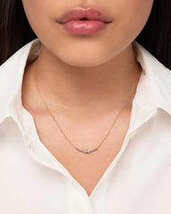 Solid Yellow Gold - Diamond Links Bar Necklace