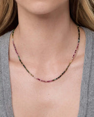 Solid Yellow Gold - Tourmaline Beaded Necklace