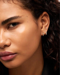 Solid Yellow Gold - Pyramid Huggie Hoops