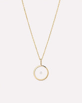 Gold Pendant Necklace - Gold Floating Diamond Large Necklace