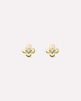 Solid Yellow Gold - Diamond Mini Flower Studs