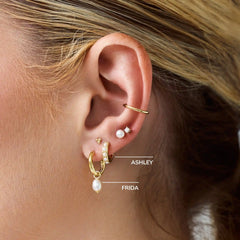 Pearl Huggie Hoops - Ashley