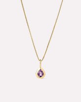 Solid Yellow Gold - Pink Amethyst Teardrop Necklace