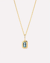 Solid Yellow Gold - Blue Topaz Heirloom Necklace
