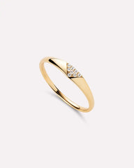 Solid Yellow Gold - Trillion Diamond Signet Ring